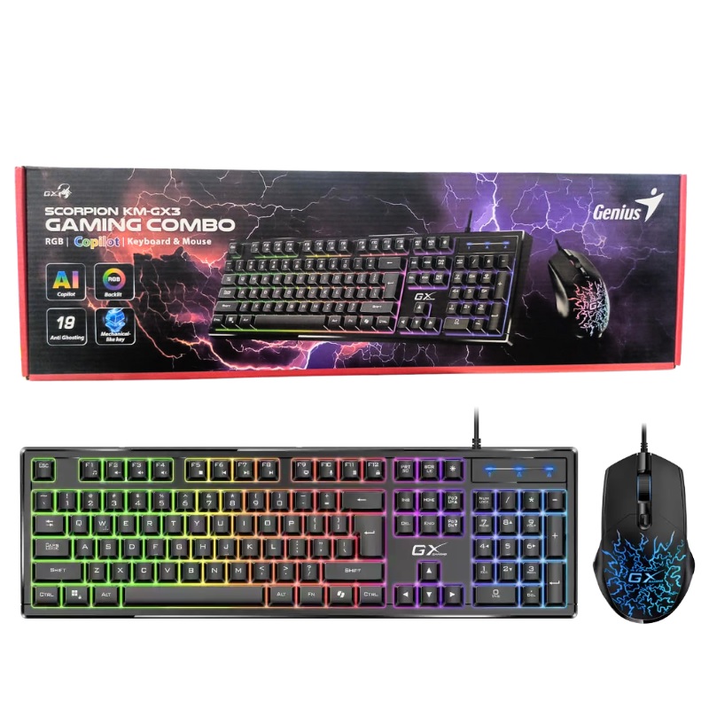 TECLADO +  MOUSE GENIUS SCORPION KM-GX3 GAMER  rgb