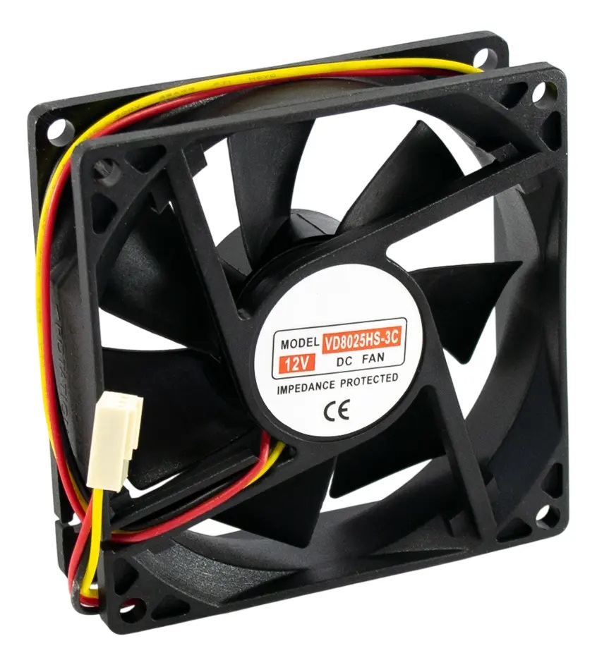 VENTILADOR GABINETE  TURBINA 8x8 12V BUJE A FUENTE